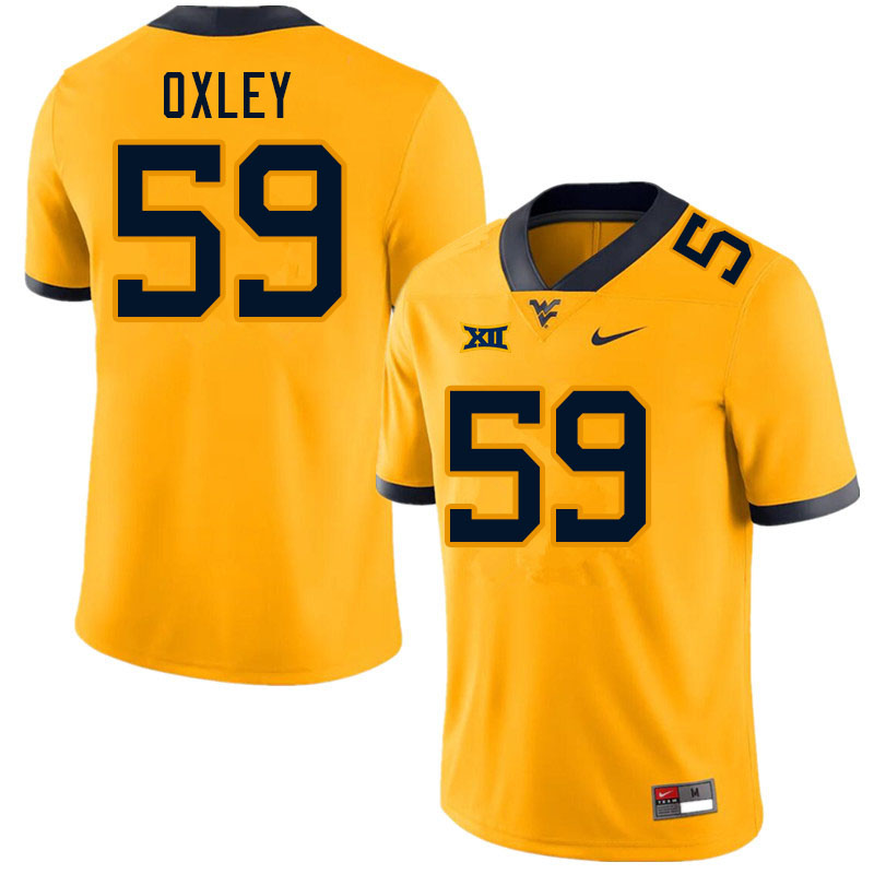 Men #59 Jackson Oxley West Virginia Mountaineers College Football Jerseys Sale-Gold
